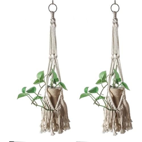 Handmade Hanging Baskets Flowerpot Plant Holder Macrame Plant Hanger Indoor Wall Hanging Planter Plant Holder Basket