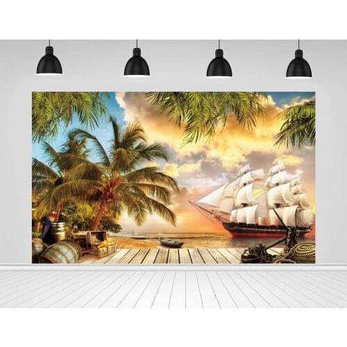 Scopiso Tropical Beach Ferry Landscape Backdrop Photography Background Baby Birthday Wedding Party Decor Photo Studio Props
