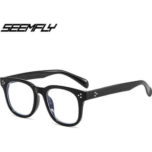 Seemfly Women Men Anti Blue Light Glasses Ultralight Transparent Oversized Computer Goggle Optical Spectacle Vintage Eyeglasses