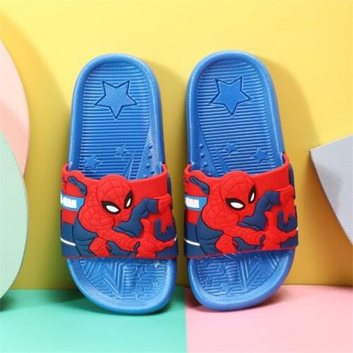 Disney 2021 1Pair Kawaii Cartoon Spiderman Antiskid Summer Slippers Indoor Beach Sandals Action Figure Shoes for Children Boys