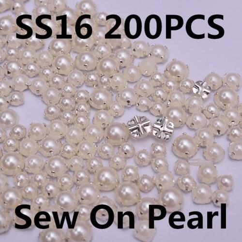 TPSMOC 4mm 5mm 6mm 7mm 8mm 10mm silver base ivory color sewing Pearls Beads Rhinestones Stones DIY for Garment,Wedding Dresses