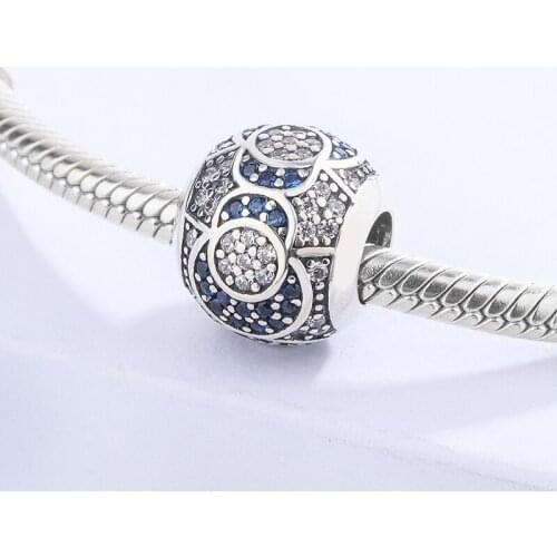 High Quality Blue Color Circular Lace Silver Plated Decorative Bead Diy Bangle Bracelet Jewelry Gift For Teenage And Children