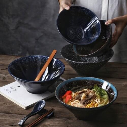Japanese ceramic hat-shaped ramen bowl commercial household 9-inch large bowl household daily restaurant porcelain tableware