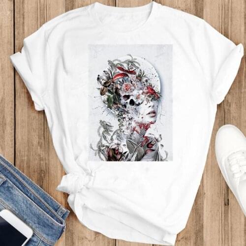 Women Graphic Cartoon Ladies Flower 90s Cute Clothing Fashion Summer Female Clothes Print Short Sleeve Tops Tees Tshirt T-Shirt