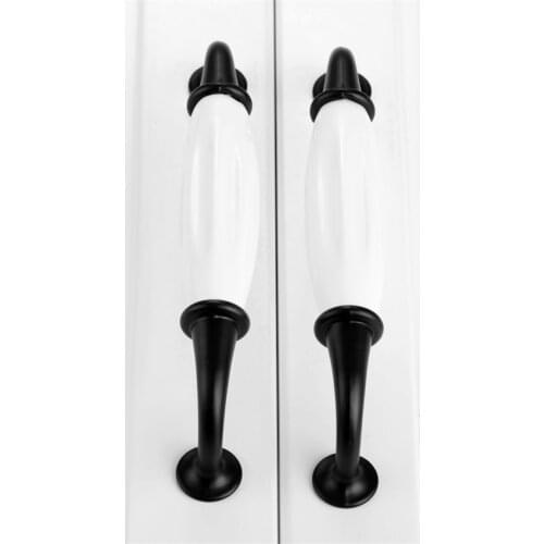 1PC Black and White Cupboard Cabinet Handles and Knobs Ceramic Furniture Handle Door Kitchen Pull Handles Furniture Hardware