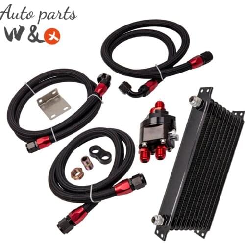 10 AN-10AN Universal Engine Transmission Aluminum Oil Cooler 10 ROW Engine Oil Radiator OC-TOL10-6BK