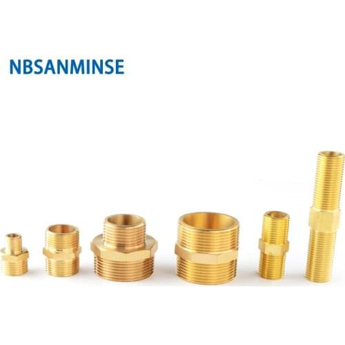 10pcs/Lot SM1001 Brass Reducing Nipple Fitting 3/4 1-1/2 1/4 Male Nipple For Water Heating Joint NBSANMINSE