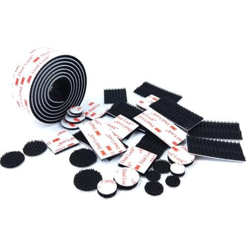 1-10PCS 3M Double Lock Black VHB Mushroom Tape Type Buckle Self Adhesive Reclosable Tape Plastic Fixing Industrial Fastener