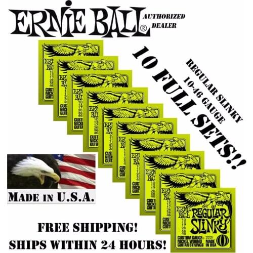 10 Pack Ernie Ball Regular Slinky 10-46 Electric Strings 2221 (10 SETS)