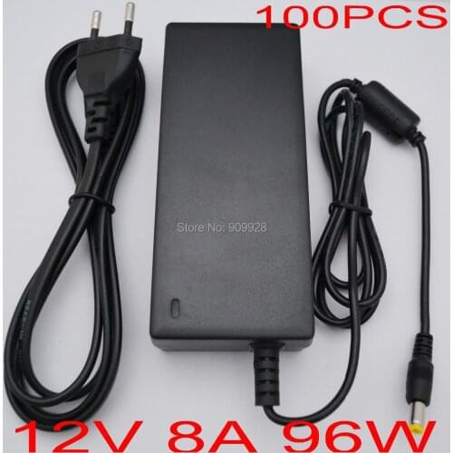 100PCS 12V 8A DC 96W LED Power Adapter for 5050 / 3528 SMD LED Light or LCD Monitor US / EU / UK / AU plug + Free shipping
