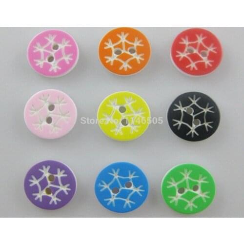 100pcs 2 holes 13mm Mixed snowflake resin buttons sewing accessories shirt children loose button fit botoes craft scrapbooking