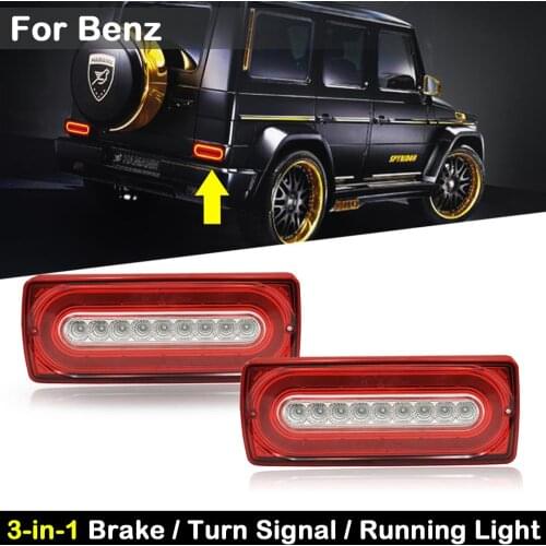 2Pcs For Benz G-CLASS W463 G500 G55 AMG G550 1990-2015 3-in-1 Red LED Tail Brake Light Amber Turn Signal Lights Red Running Lamp