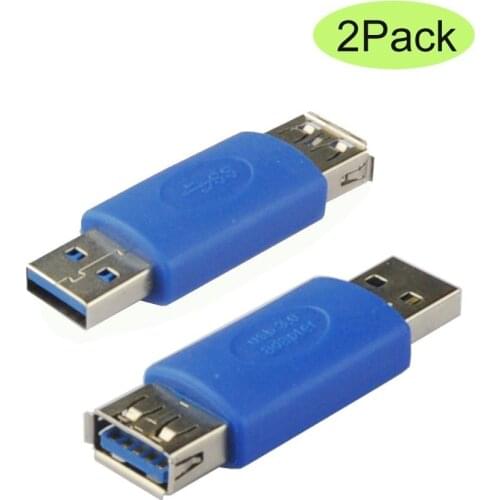 2Pack USB 3.0 Type-A Male to Female Coupler Extender Connection Adapter