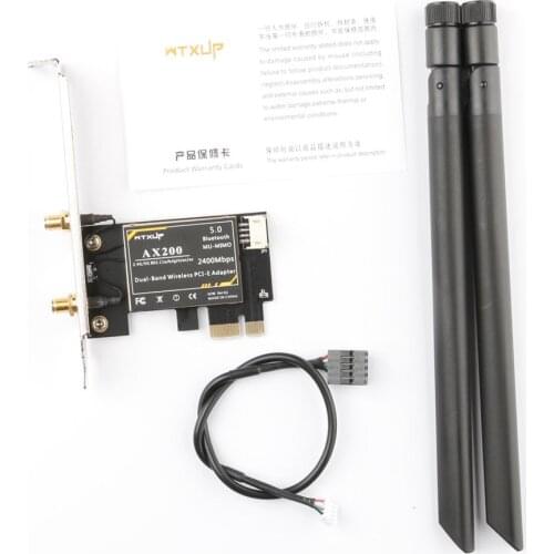 2974Mbps Wifi6 Dual Band Desktop PCIe Intel AX200 Card 802.11ax 2.4G/5Ghz Bluetooth 5.0 PCI Express Wireless WiFi Adapter for PC