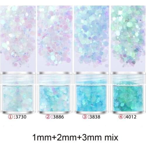 4pots Ice blue Mix UV Resin Mold Filling Sequins Nail art Diy Making Resin Crafts Supplies for Jewelry Finding Tool Accessories
