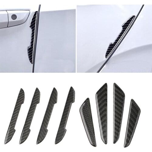 4Pcs Car Side Door Edge Protector Protective Strip Anti-collision Scrape Guard Bumper Guards Handle Cover Sticker Carbon Fiber