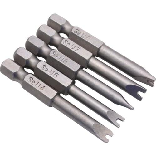 5Pcs/Set Security Bit Set Tamper Proof Screwdriver Drill Bit Screw Driver Bits Hex Shank Magnetic U Shaped 50mm Driver Bits Hand