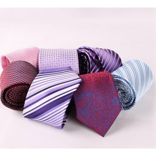 7CM Fashion Men Tie Striped Necktie Business Party Suit Tie for Men Blue Pink Wedding Narrow Tie