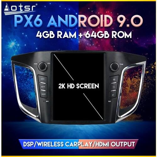 Car GPS Navi Radio For Hyundai IX25 2014-2016 PX6 Android 9.0 Tesla style Vertical screen GPS Navigation Player DSP CARPLAY