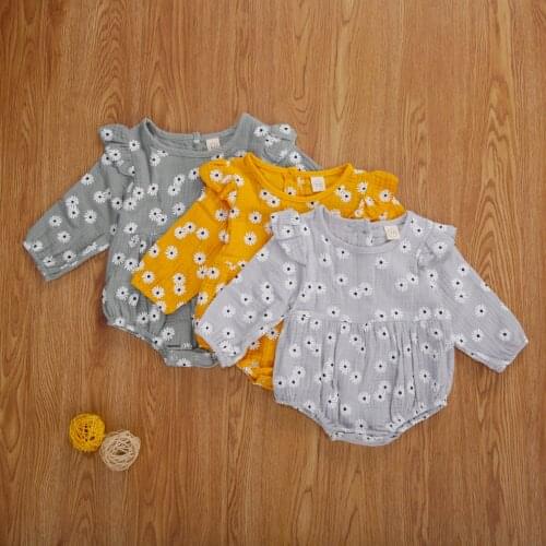 0-24M Newborn Infant Baby Girl Floral Long Sleeve Bodysuits Toddler Playsuit One-Pieces Baby Clothes Outfit