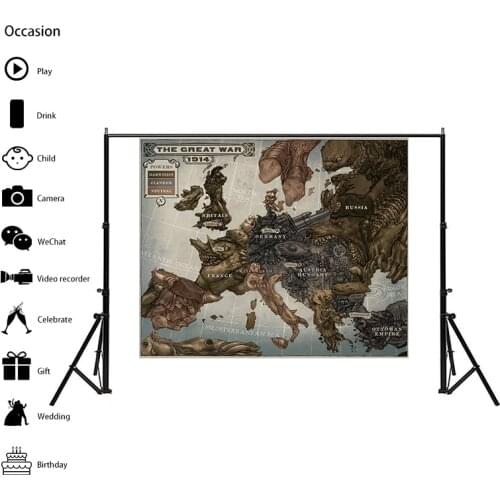 Decorative Europe World Map A1 Canvas World Map 1914 The Great War Wall Art Poster Home Decoration Wall Painting for Education