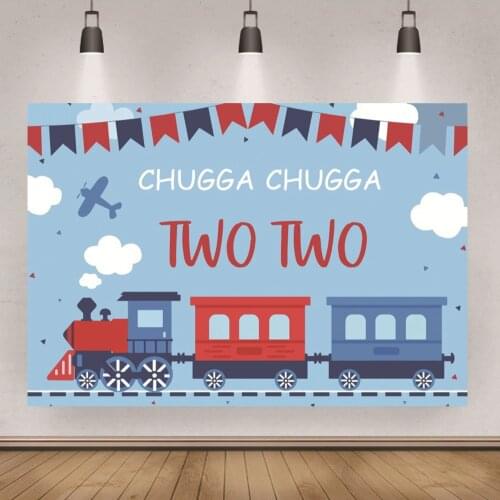 Cars Train Theme Backdrop Children Happy 2nd Birthday Party Paradise Backgrounds Photocall Banner Photo Decoration Poster