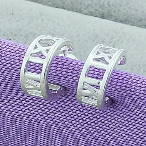 Hotsale 925 Sterling Silver Fashion Rome Ear Studs Earrings For Women Girls Gift Wedding Party Jewelry Accessories