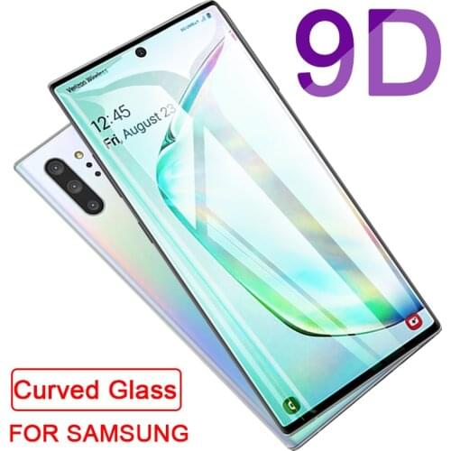 9D Curved Protective Tempered Glass on For Samsung Galaxy Note 10 Pro S 8 9 S10 Lite 5G S10e S7 Edge S8 S9 Plus Screen Protector