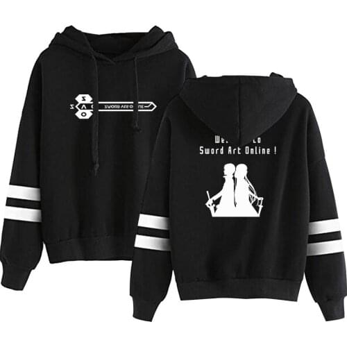 Classic black Anime Sao Sword art online men women Pullover Autumn Winter Casual Loose Sweatshirt Anime Hoodies