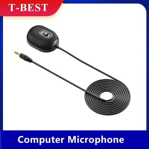 Conference Computer Microphone Omnidirectional Condenser Desktop Wired Microphone 3.5mm Plug & Play Compatible Phone PC Windows