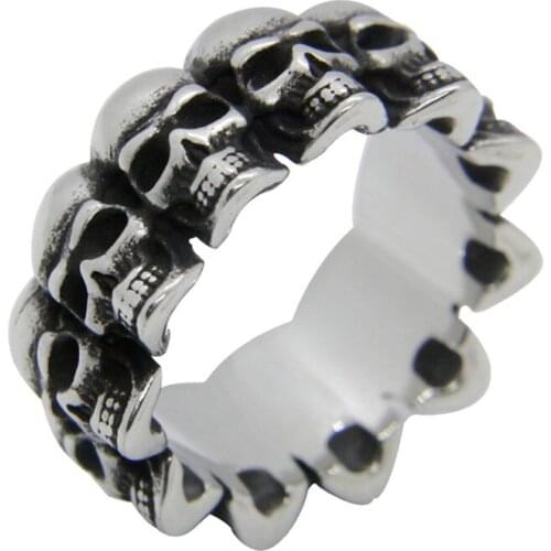 Demon Skull For Man 316L Stainless Steel Biker Punk Gothic Style Jewellery Size 7-13