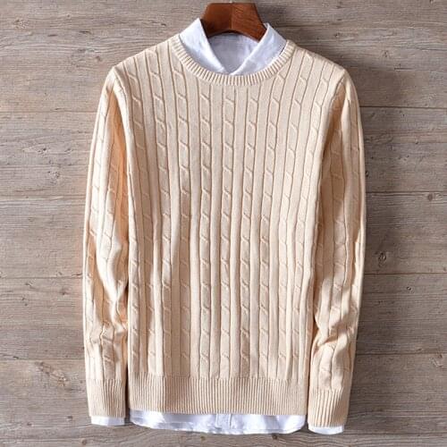 New designer long sleeve apricot cotton sweater mens fashion solid male sweaters brand Italy clothes tops maglione trui chandail