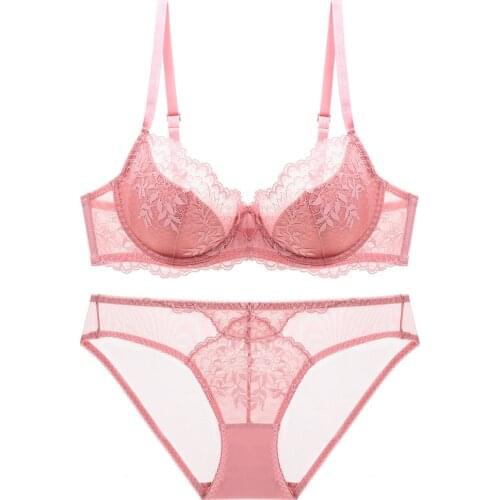 Bra Set Plus Size Sexy Lingerie Women Lace Bra Underwired Unlined Breathable Cup 95D Underwear Set Women