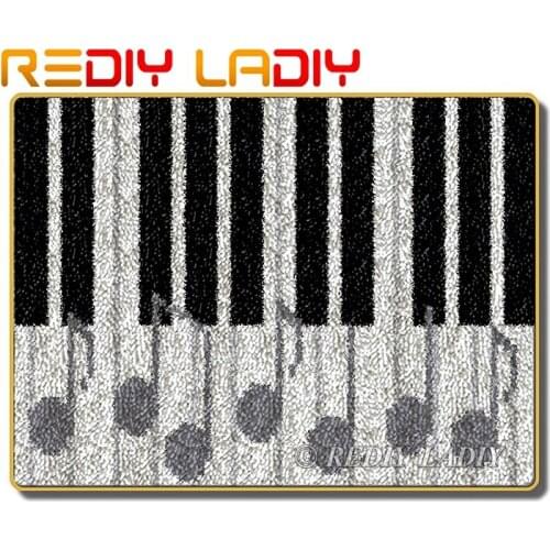 Latch Hook Rug Kits Crocheting Carpet Rug Piano Pattern Acrylic Yarn Printed Canvas Cushion Mat Crochet Tapestry Arts & Crafts