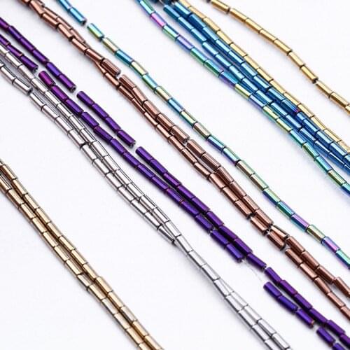 Natural Stone 3*1.5mm Hematite Colorful Plating Cylinder Spacer Beads Jewelry Making DIY Necklace Bracelet Earrings Accessories