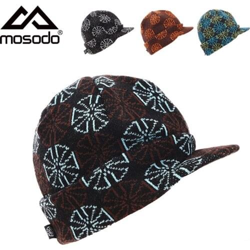 Mosodo 2020 New Winter Beanie with Brim for Women Men Thick Warm Knit Army Visor Hats Peaked Cap Casual Skullies Hat gorras