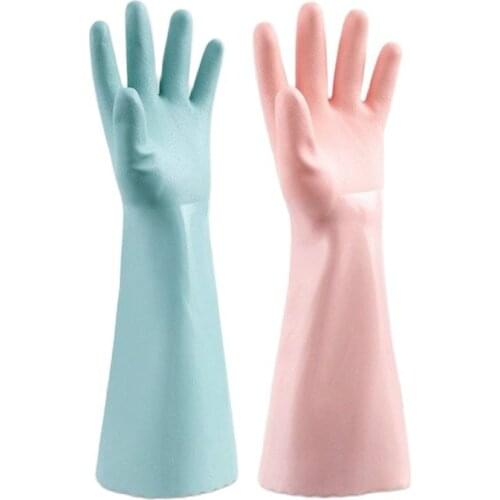 2 Set Home Glove Rubber Kitchen Brush Bowl latex Plastic Waterproof Plus cashmere Multifunctional Household Cleaning Tools