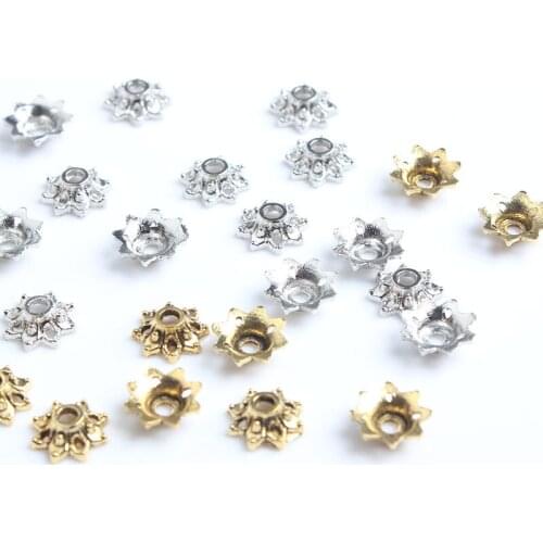 8mm 160pcs accessories zinc alloy flower bracket flower base wear Bracelet spacer beads gold silver support single order