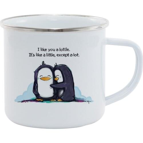 Stainless Steel Camping Coffee Mug Gift I Like You A Lottle Penguins Ceramic Coffee Mug Birthday Christmas Outdoors Metal Ename
