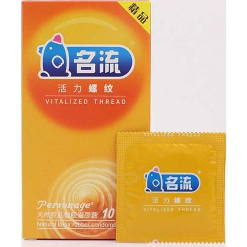 Mingliu 100 Pcs/lot Vitalized Threads Condoms Strong Stimulation Ultra Thin Penis Sleeve Lemon Flavor for Oral Sex Toys for Men