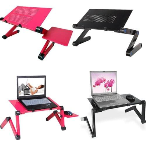 Adjustable Aluminum Laptop Desk Ergonomic Portable TV Bed Lapdesk Tray PC Table Stand Notebook Table Desk Stand With Mouse Pad