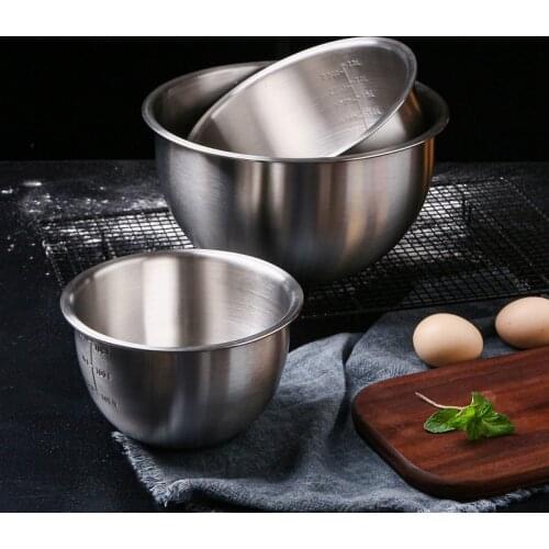 304 Stainless Steel Salad Bowl Kitchen Storage Bowls Set Egg Beater Mixing Bowls Set Cooking Bowl Baking Accessory with Scale