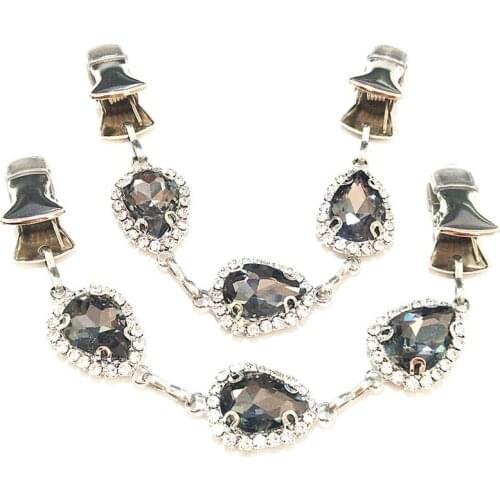 Gray Crystal Cardigan Guard Clasp Women Brooch Sweater Clip Shawl Cloak Cape Cinch Clamps