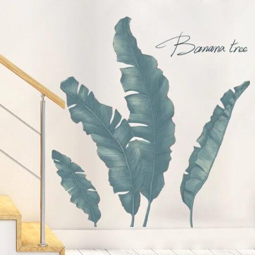 [SHIJUEHEZI] Banana Plant Leaves Wall Stickers DIY Musa Leaf Wall Decals for Living Room Baby Bedroom Kitchen Home Decoration
