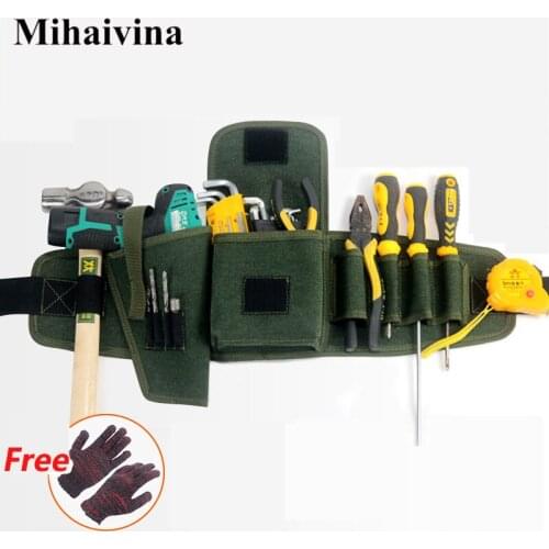 Mihaivina Multi-pockets Tool Bag Waist Pockets Electrician Tool Bag Carrying Pouch Bag Belt Waist Pocket Case Electric Drill Bag