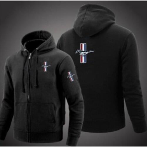 2021NEW MUSTANG logo zipper Sweatshirt Men Zipper Hoodies Autumn Hoodie Winter Long Fashion Casual Clothes