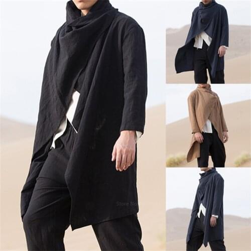 Saudi Arabia Traditional Muslim Fashion Jubba Thobe for Men Arab Long Robes Thin Cloak Cardigan Islamic Clothing Irregular Tops