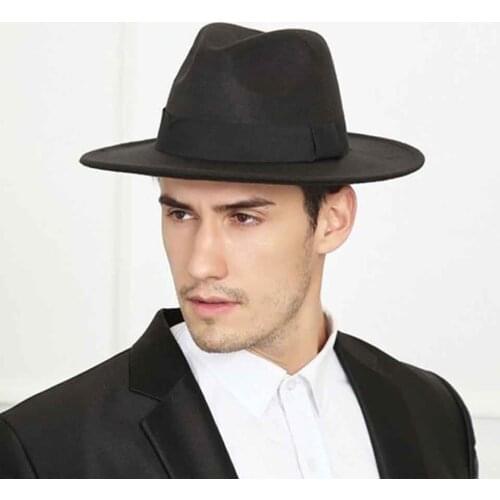 Witner AutumnFedora Hat Felt Cap Wide Brim 8CM Ladies Trilby Chapeu Feminino Hat Women Men Jazz Church Godfather Sombrero Caps