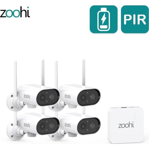 Zoohi Wireless PTZ Battery Camera With Solar Panel Mini NVR System PIR Smart Detection Surveillance Wifi Security Camera Kit