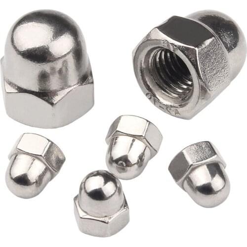 10PCS 6#-32 8#-32 10#-24 1/4-20 5/16-18 3/8-16 7/16-14 1/2-13 304 Stainless Steel A2 Fused Domed Nuts Selbstsichernd